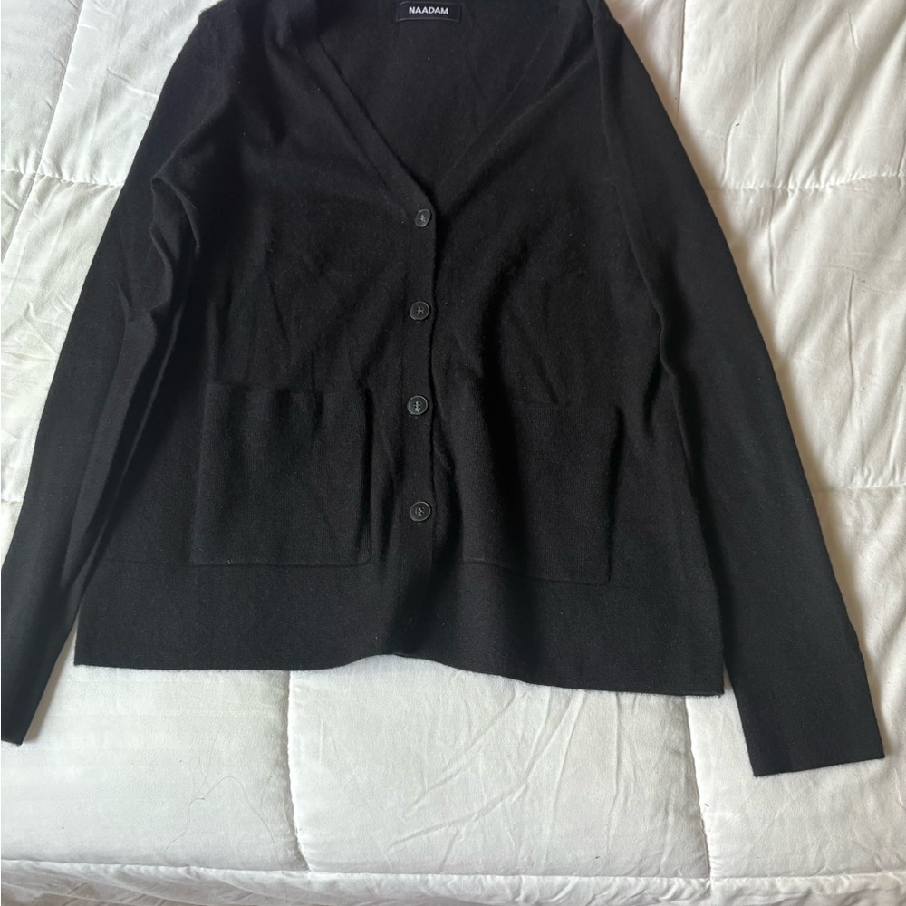 NAADAM Black Cardigan Sweater V-Neck